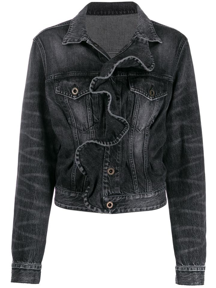 Unravel Project Ruffled Denim Jacket - Black