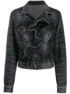 Unravel Project Ruffled Denim Jacket - Black