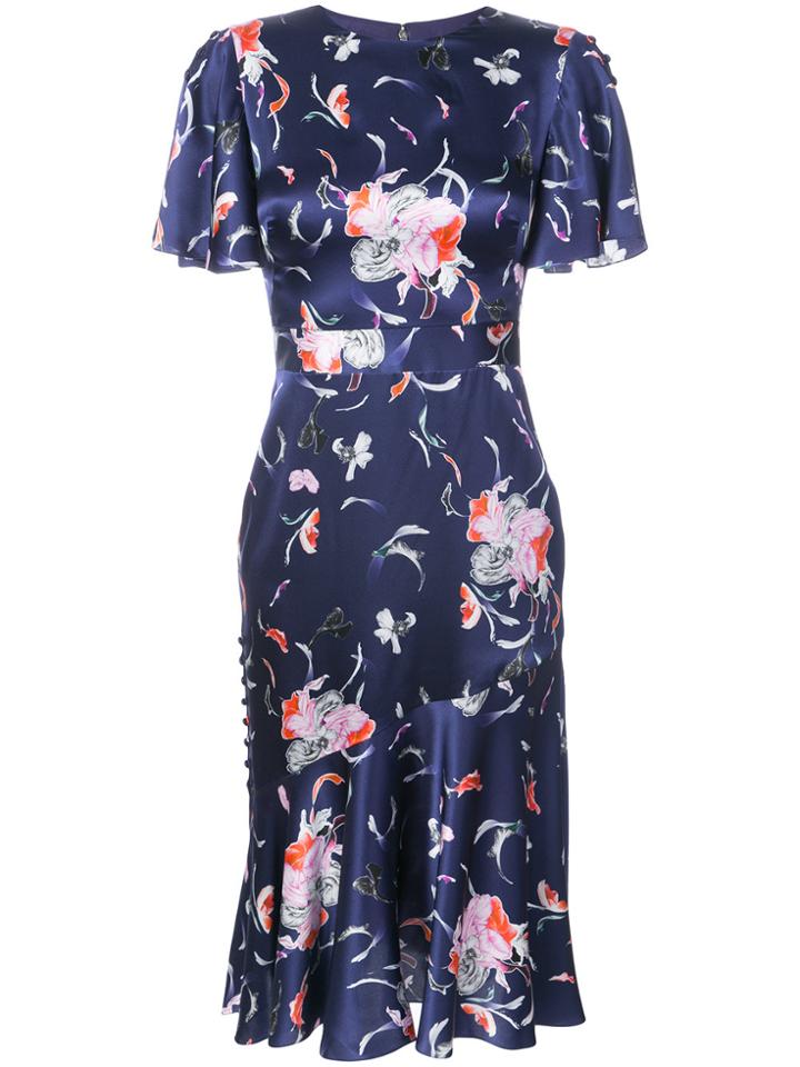 Prabal Gurung Flounce Floral Dress - Blue