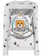 Moschino Teddy Logo Print Sweater - Grey
