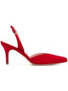 Stuart Weitzman Slingback Pointed Toe Mules - Red