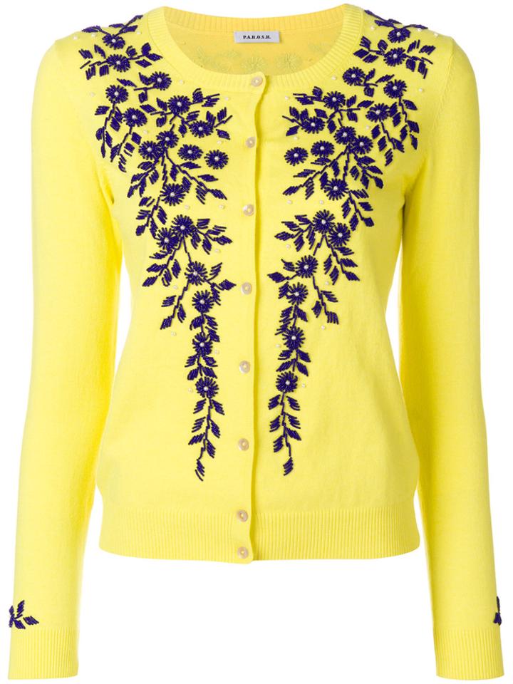 P.a.r.o.s.h. Beaded Floral Cardigan - Yellow & Orange