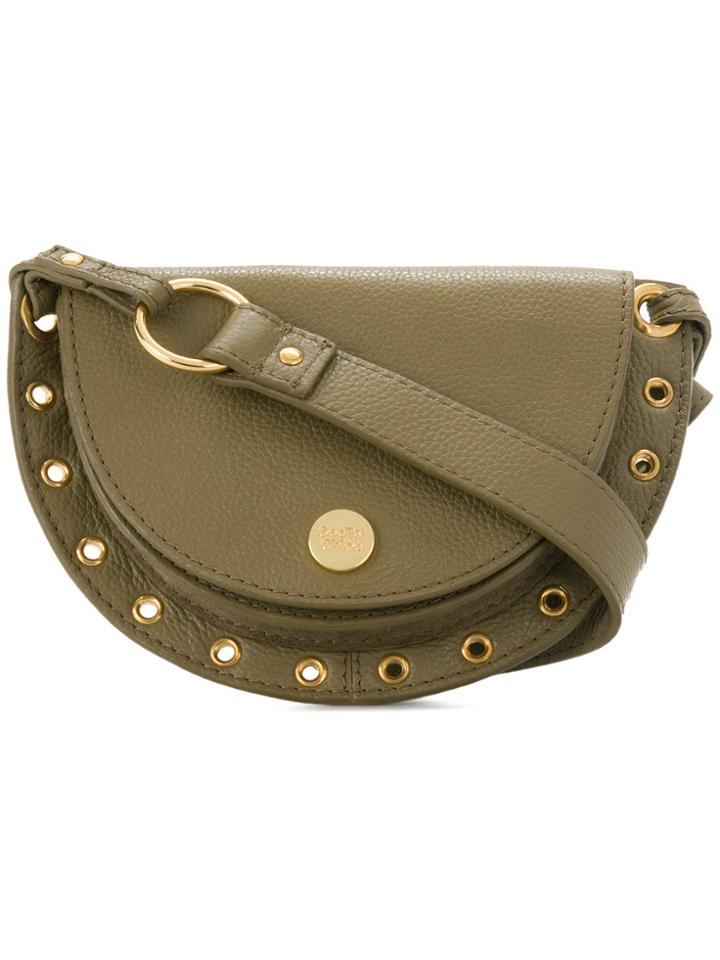 See By Chloé Studded Crescent Shoulder Bag - Brown