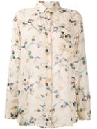 Ganni Biscotti Leaves Print Blouse, Women's, Size: 34, Nude/neutrals, Viscose