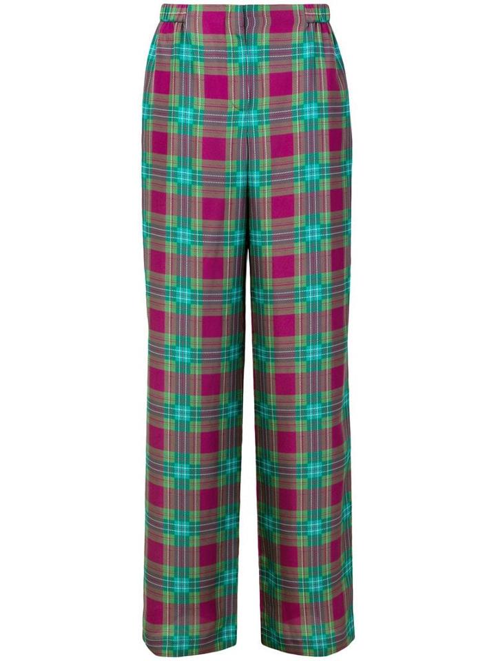 Alberta Ferretti Tartan Palazzo Pants - Pink