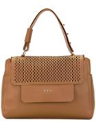 Furla - Perforated Flap Tote - Women - Calf Leather - One Size, Brown, Calf Leather