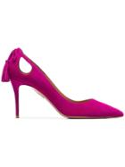 Aquazzura Pink Forever Marilyn 85 Tassel Suede Pumps