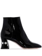 Miu Miu Black Patent Leather 65 Crystal Ankle Boots