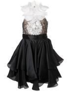 Marchesa Embellished Ruffle Dress, Women's, Size: 8, Black, Silk