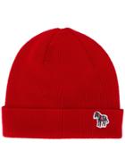 Ps By Paul Smith Ribbed Logo Beanie - Red