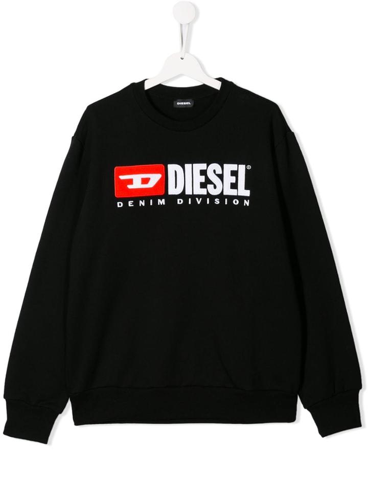 Diesel Kids Teen Logo Embroidered Sweater - Black
