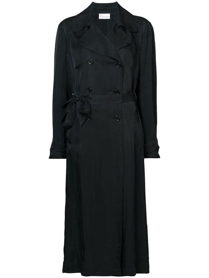 Red Valentino Long Double Breasted Coat - Black