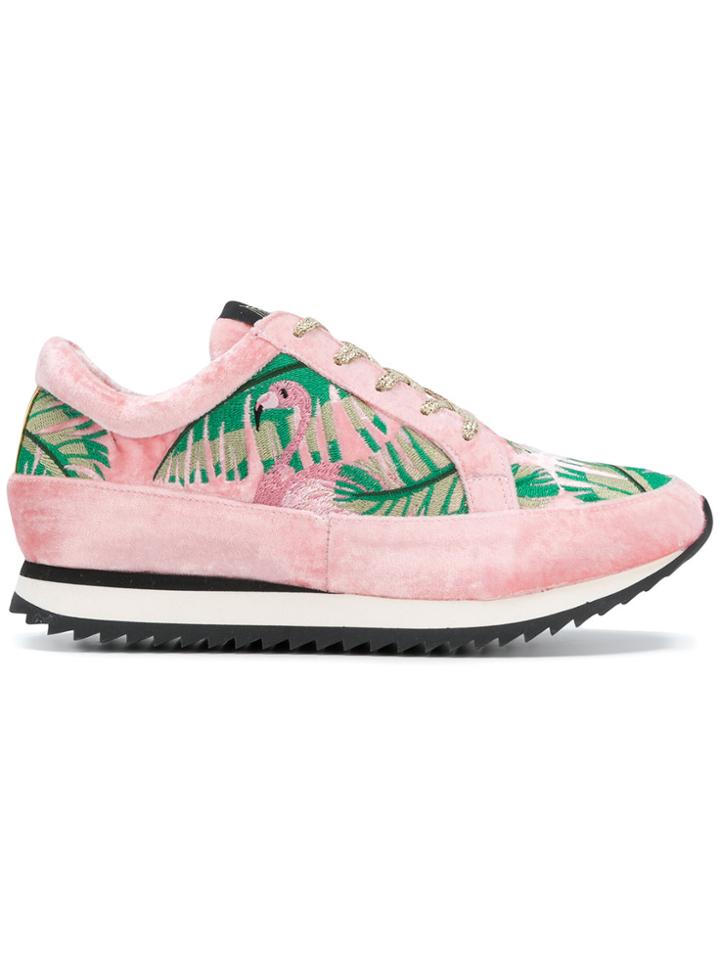 Charlotte Olympia Work It! Flamingo Sneakers - Pink & Purple