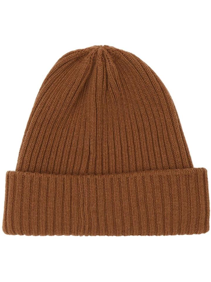 Burberry Rib Knit Wool Beanie - Brown