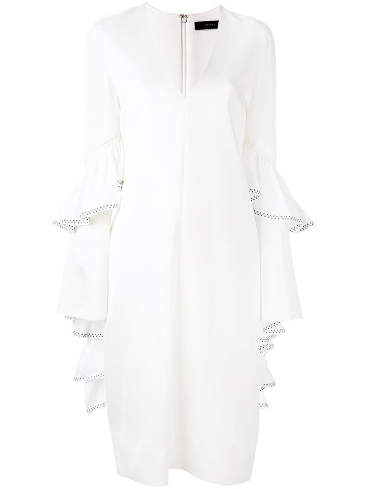 Ellery - Elongated Ruffled Sleeves Dress - Women - Silk/polyester/acetate - 6, Nude/neutrals, Silk/polyester/acetate