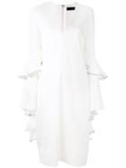 Ellery - Elongated Ruffled Sleeves Dress - Women - Silk/polyester/acetate - 6, Nude/neutrals, Silk/polyester/acetate