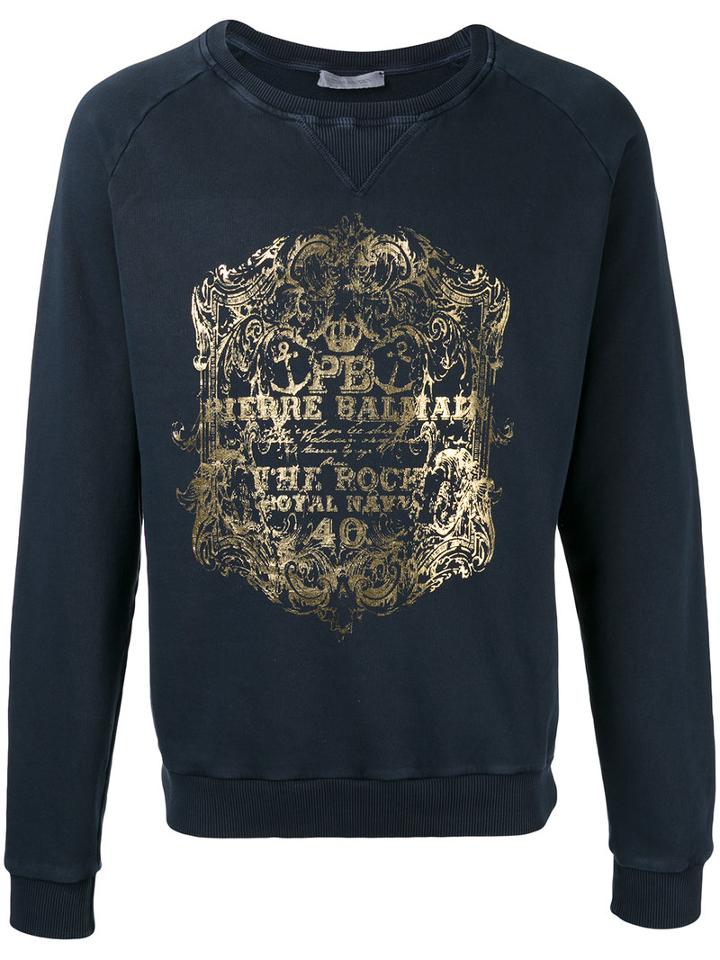 Pierre Balmain Metallic Print Sweatshirt, Men's, Size: 48, Blue, Cotton