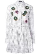 Dolce & Gabbana Floral Kiwi Appliqué Long Shirt, Women's, Size: 38, White, Cotton
