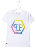 Philipp Plein Junior Crystal Logo T-shirt - White