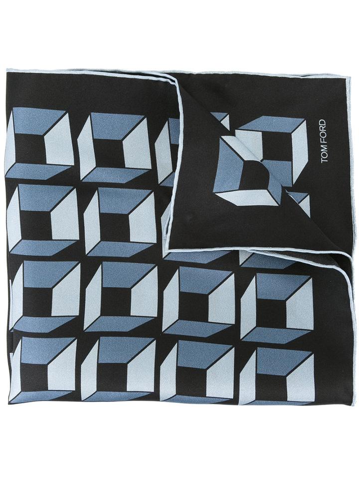 Tom Ford - Cubic Print Scarf - Men - Silk - One Size, Grey, Silk