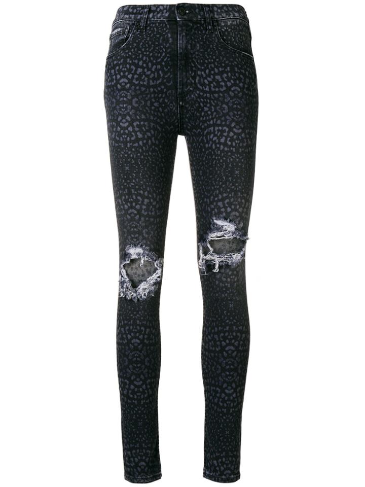 Marcelo Burlon County Of Milan Leopard Effect Jeans - Black