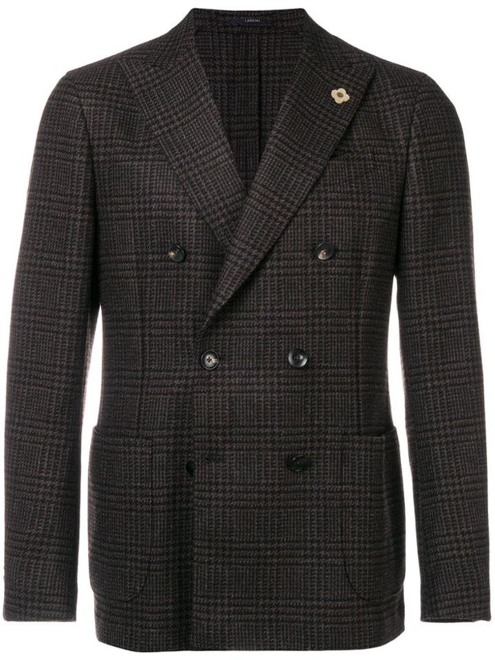 Lardini Double-breasted Check Blazer - Brown