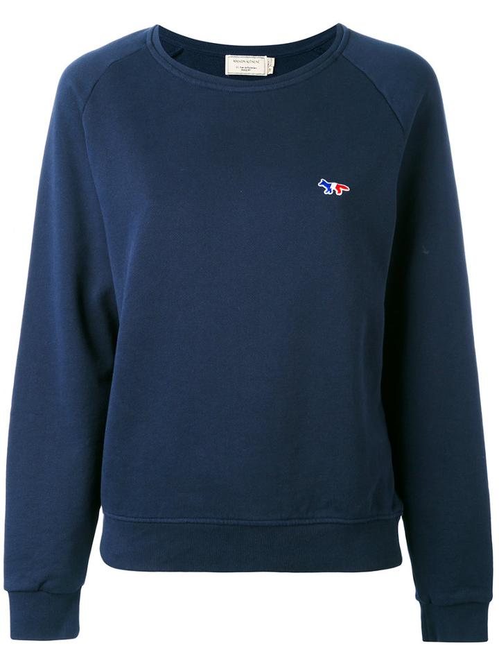 Maison Kitsuné - Embroidered Logo Sweatshirt - Women - Cotton - L, Blue, Cotton