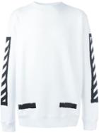 Off-white Striped Logo Print Sweatshirt, Men's, Size: Medium, White, Cotton