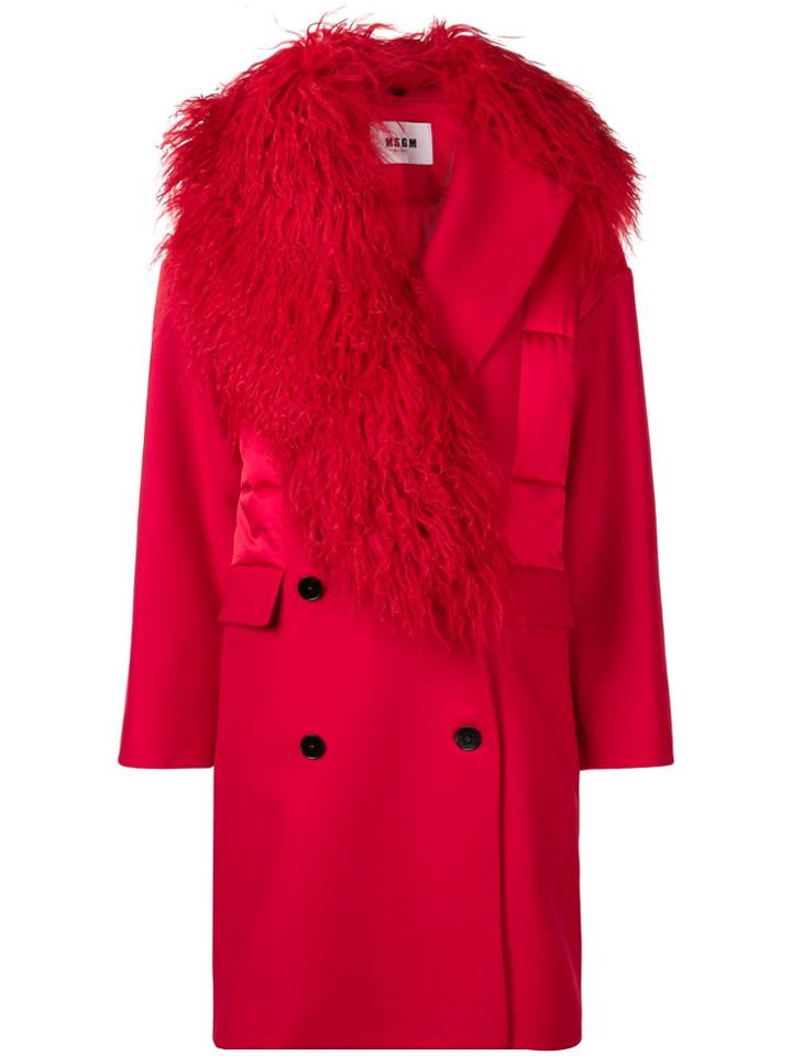 Msgm Fitted Silhouette Coat - Red