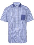 Junya Watanabe Comme Des Garçons Man Shortsleeved Checked Shirt, Men's, Size: Medium, Blue, Cotton