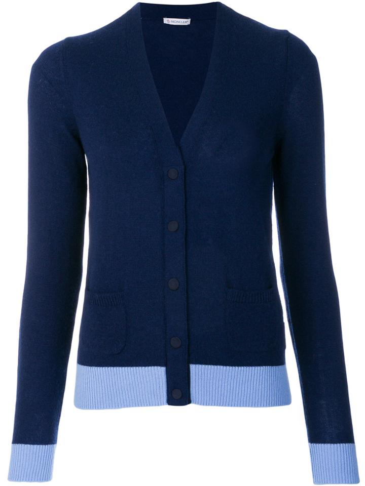 Moncler Colour Block Knitted Cardigan - Blue