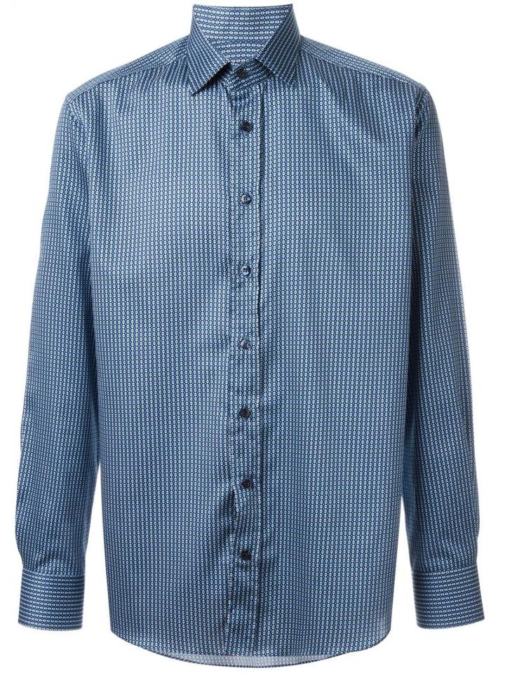 Etro Patterned Shirt, Men's, Size: 41, Blue, Cotton