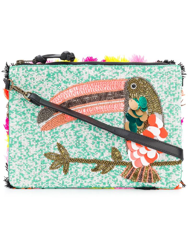 Essentiel Antwerp Fringed Sequin Toucan Clutch - Multicolour