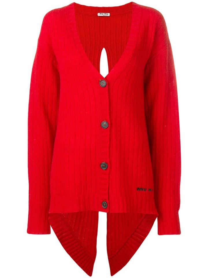Miu Miu Back Slit Cardigan - Red