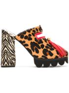House Of Holland Animal Print Tassel Mules