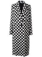 Courrèges Checked Long Coat, Women's, Size: 36, Black, Silk/wool/polyamide