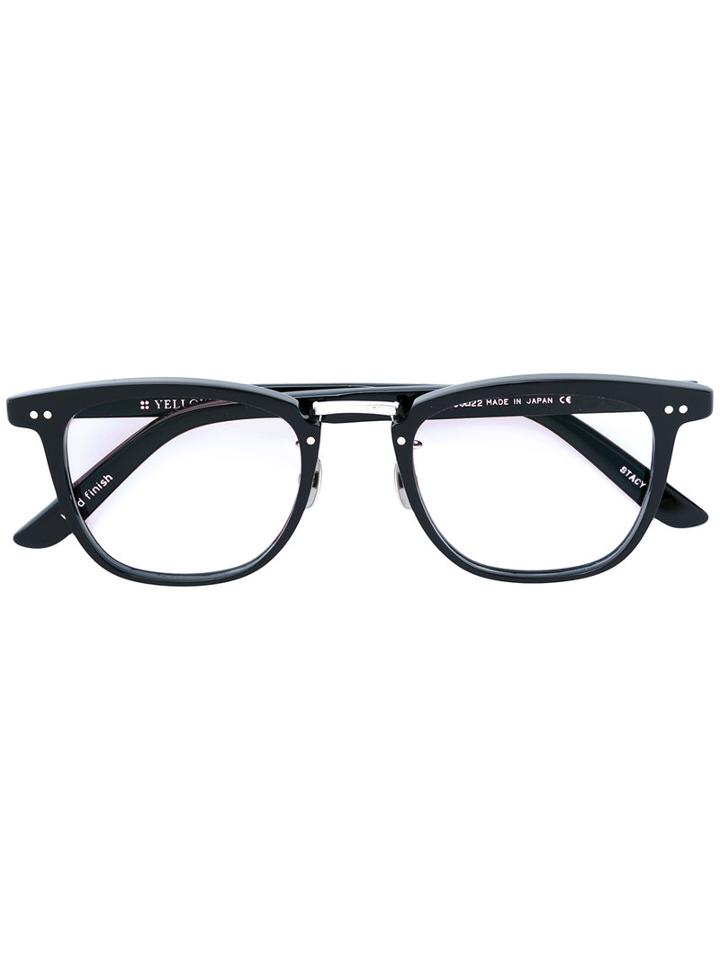 Yellows Plus - Square Frame Glasses - Unisex - Acetate - One Size, Black, Acetate
