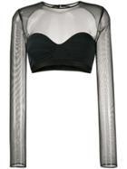 Faith Connexion Sheer Cropped Top - Black