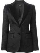 Dolce & Gabbana Jacquard Tuxedo Blazer, Women's, Size: 42, Black, Acetate/cotton/spandex/elastane/spandex/elastane