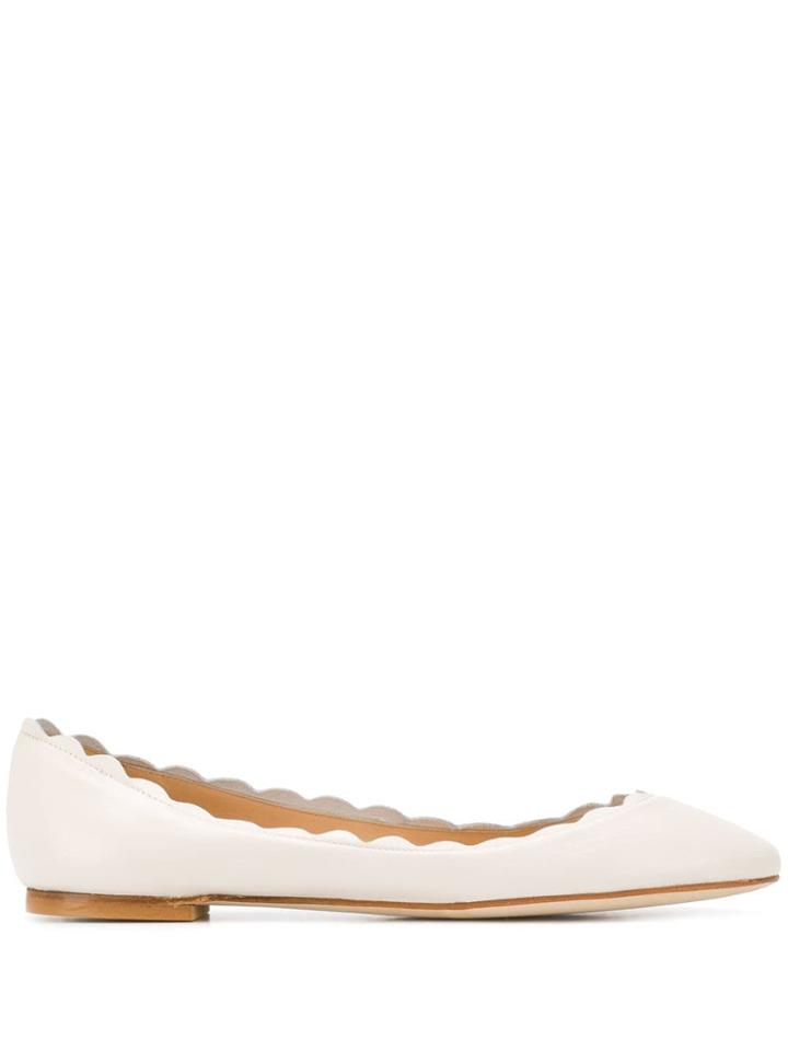 Fabio Rusconi Scalloped Edge Ballerina Shoes - Neutrals