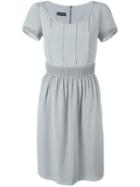 Emporio Armani Pleated Detail Dress, Women's, Size: 40, Grey, Silk/polyester/spandex/elastane/viscose