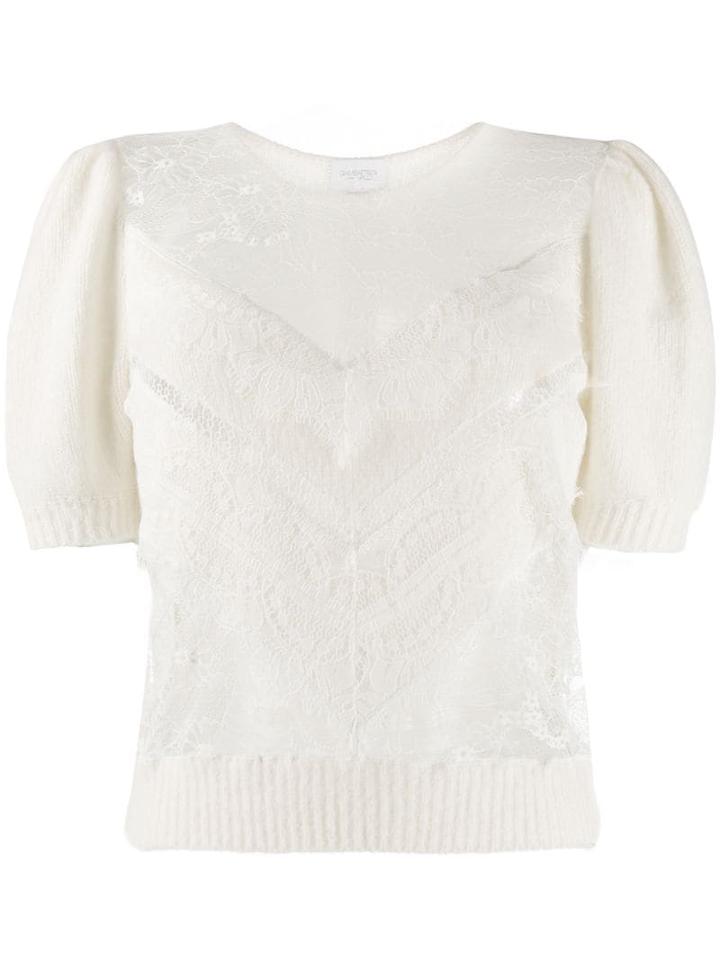 Giambattista Valli Lace Insert Knitted Top - Neutrals