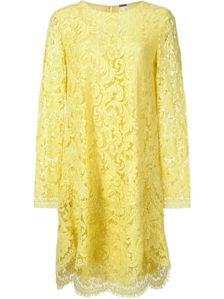 Adam Lippes Scalloped Hem Party Dress, Women's, Size: 12, Yellow/orange, Cotton/nylon/viscose