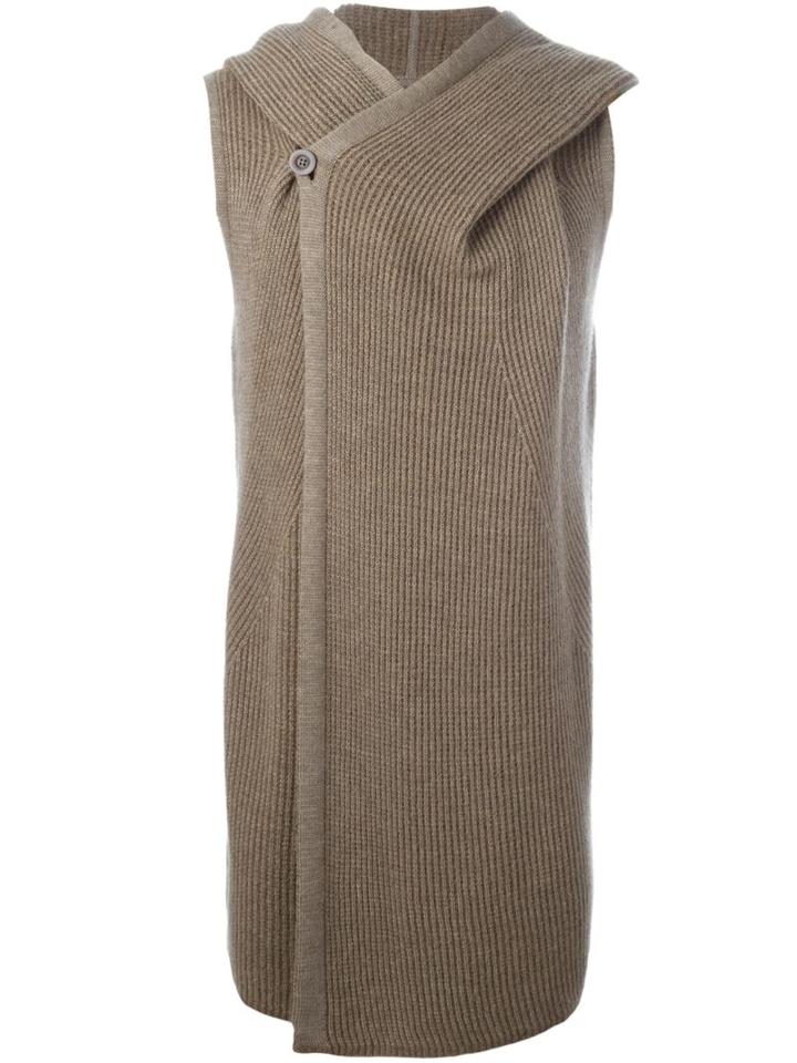 Rick Owens Sleeveless Knit Hoodie, Men's, Size: Large, Nude/neutrals, Polyamide/cashmere/wool