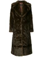Unreal Fur Long Mac Coat - Brown