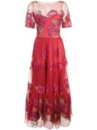 Marchesa Notte Embroidered A-line Dress