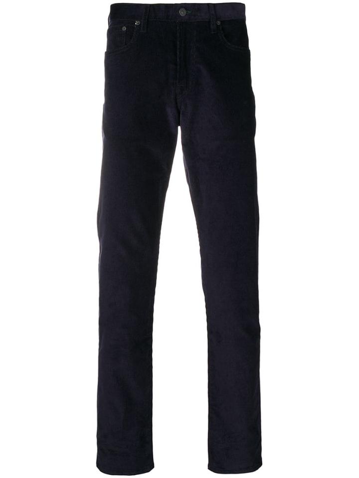 Ps By Paul Smith Straight-leg Corduroy Trousers - Blue