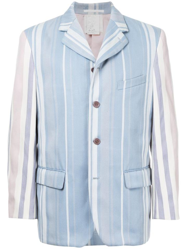 Comme Des Garçons Pre-owned Striped Blazer - Blue
