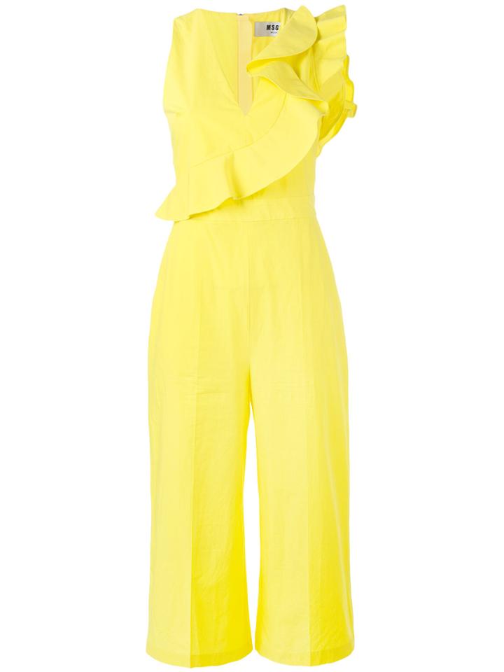 Msgm Ruffled Wide Leg Jumpsuit - Yellow & Orange