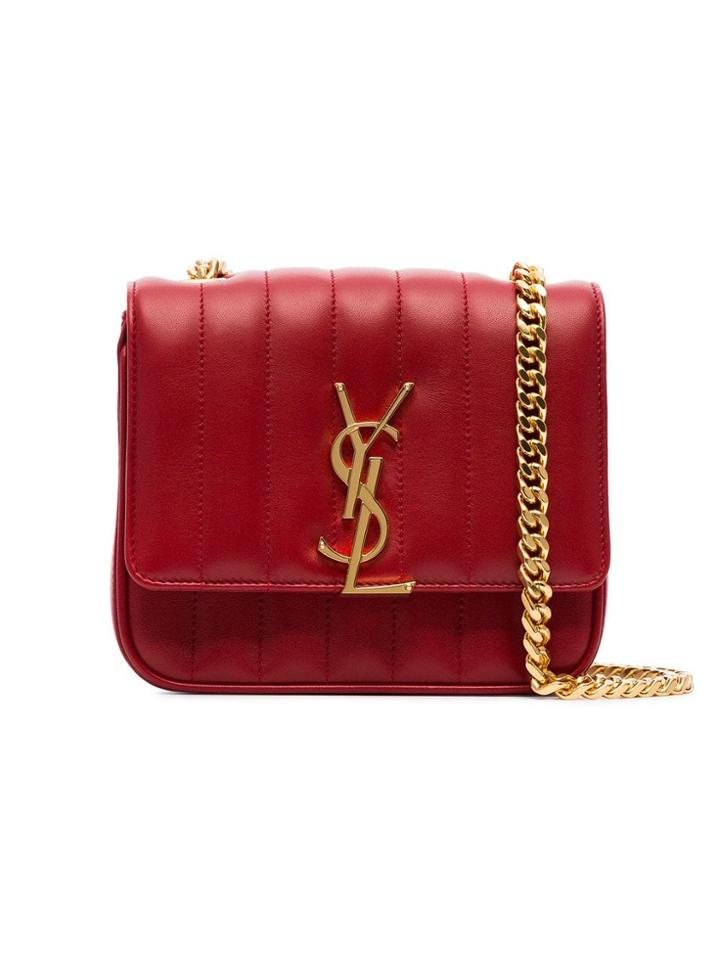 Saint Laurent Slp Vicky S Qltd Lthr Gld Hw - Red